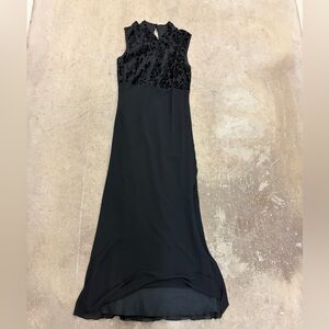 Vintage 90s algo burnout velvet asian maxi Black Sleeveless Dress